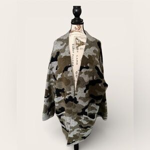 Anthropologie Camouflage Open-Front Sweater